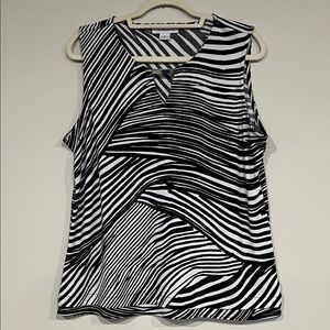 Liz Claiborne Black and White Striped Sleeveless Blouse